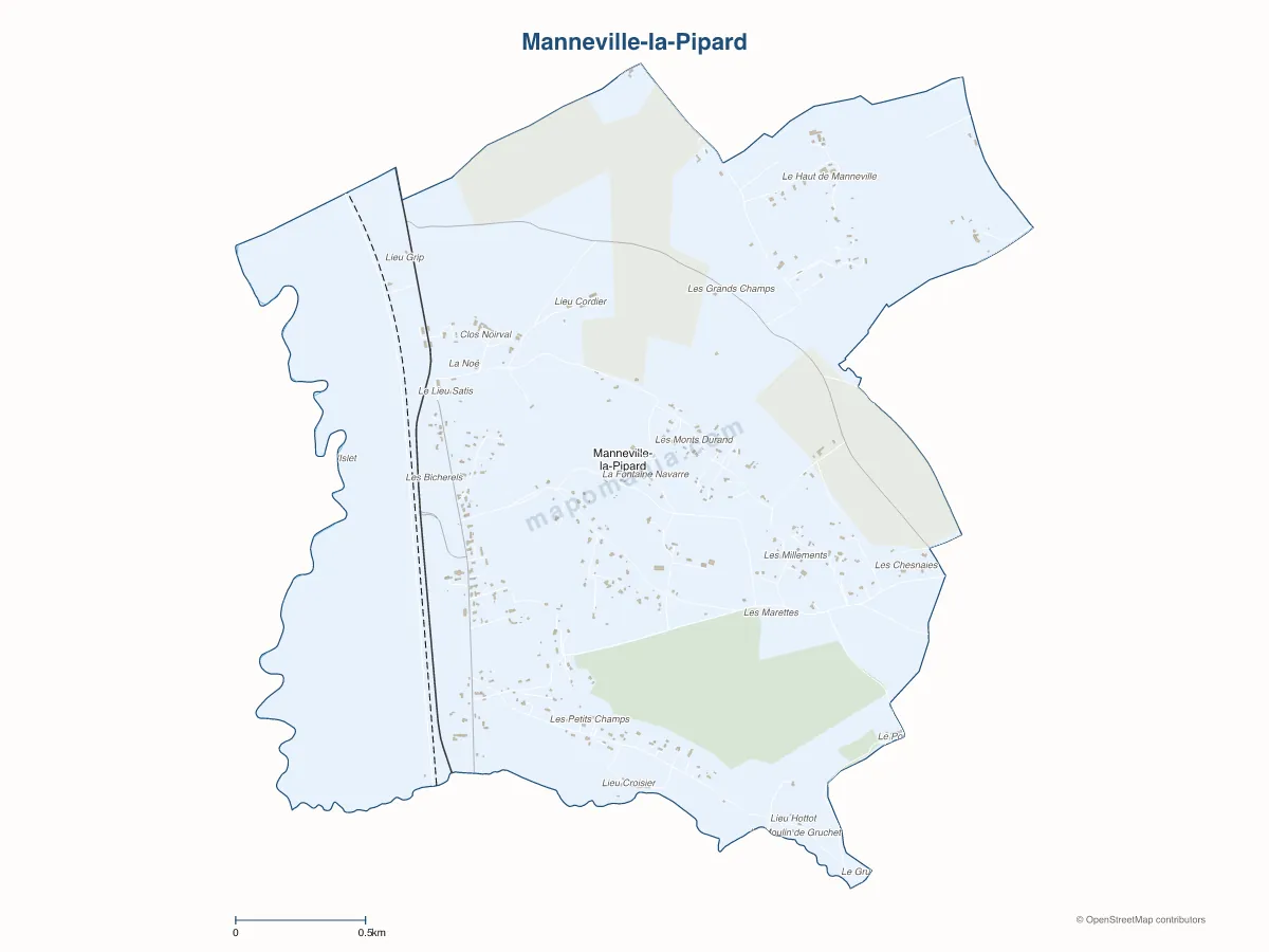 Carte de Manneville-la-Pipard à personnaliser