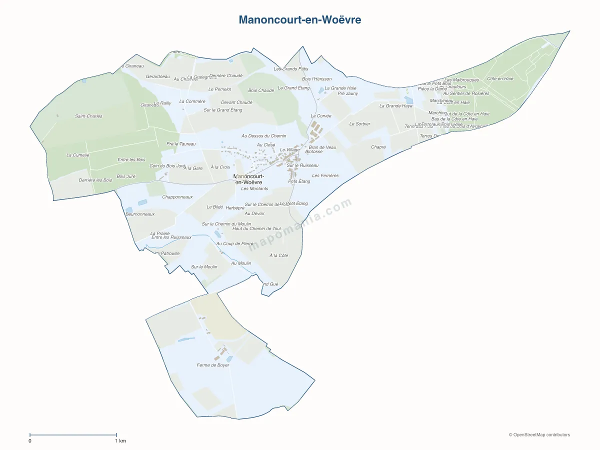 Carte de Manoncourt-en-Woëvre à personnaliser