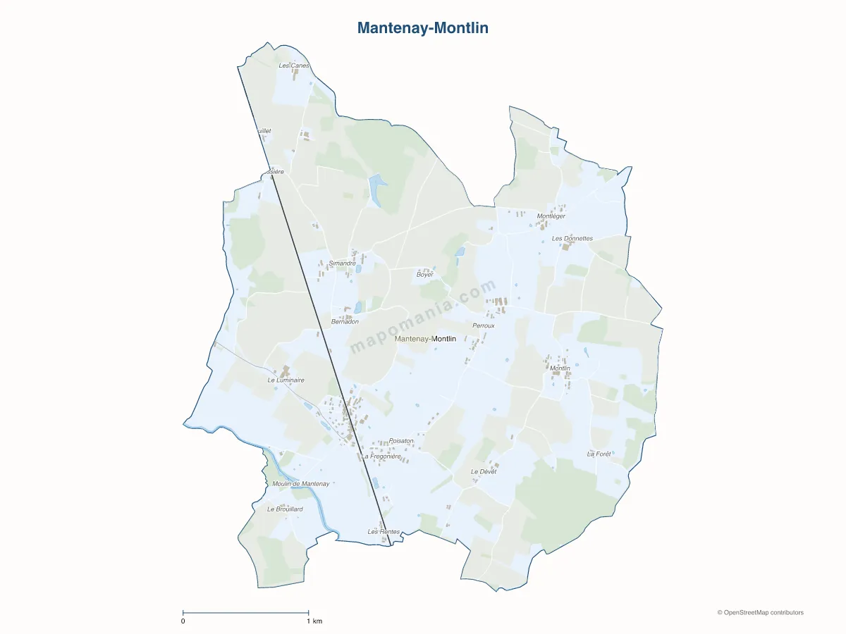 Carte de Mantenay-Montlin à personnaliser
