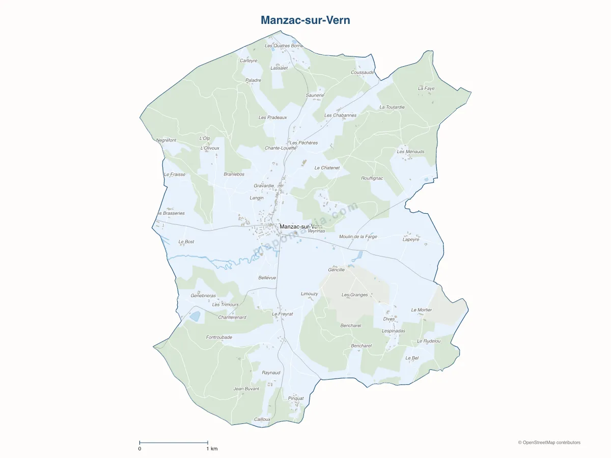 Carte de Manzac-sur-Vern à personnaliser