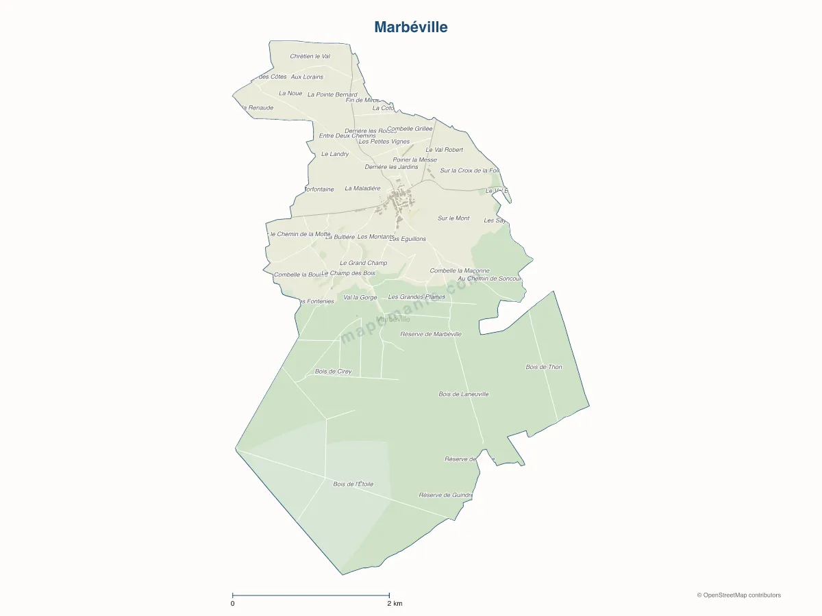 Carte de Marbéville à personnaliser