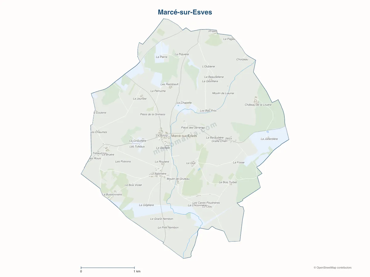 Carte de Marcé-sur-Esves à personnaliser
