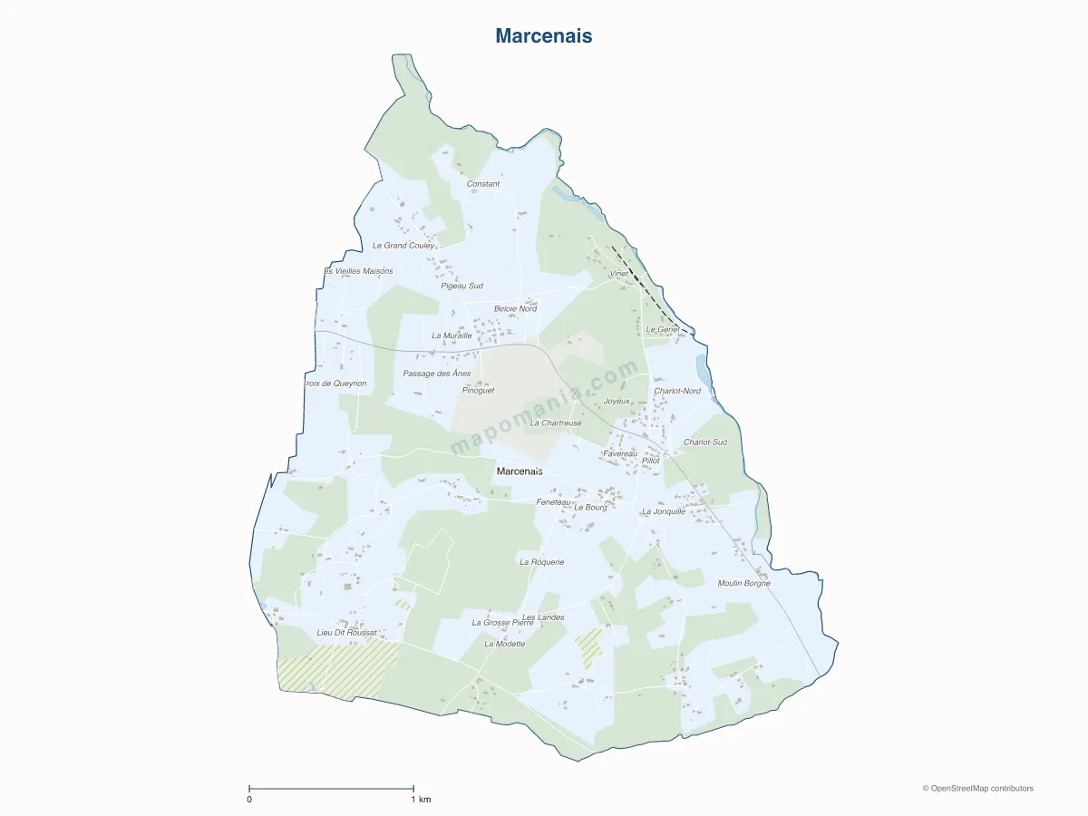 Carte de Marcenais à personnaliser