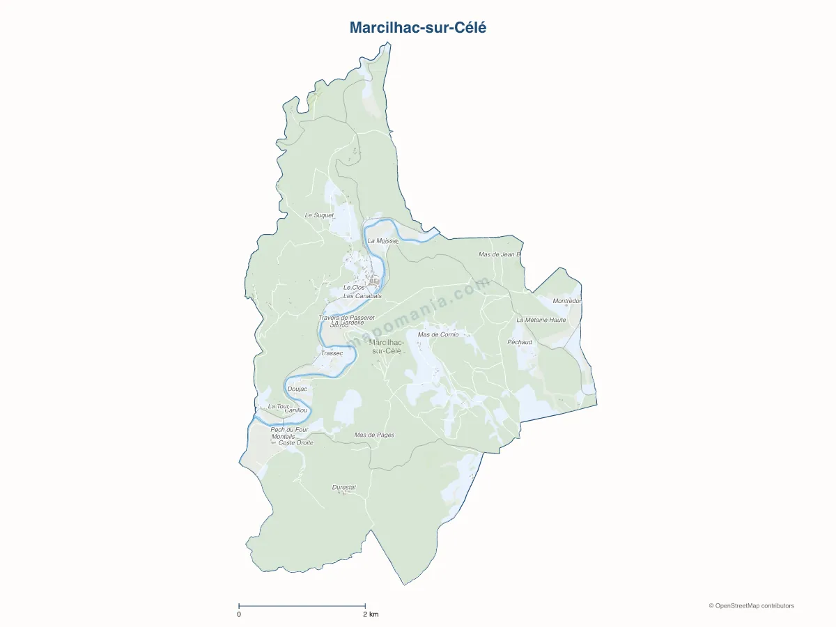 Carte de Marcilhac-sur-Célé à personnaliser