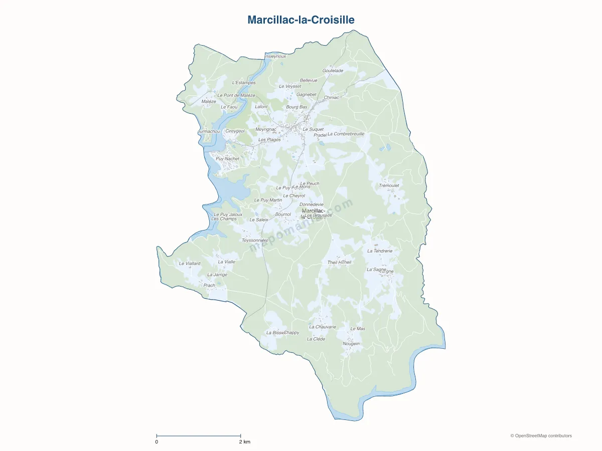 Carte de Marcillac-la-Croisille à personnaliser