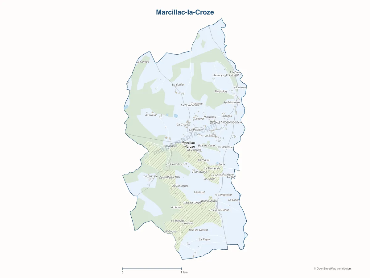 Carte de Marcillac-la-Croze à personnaliser