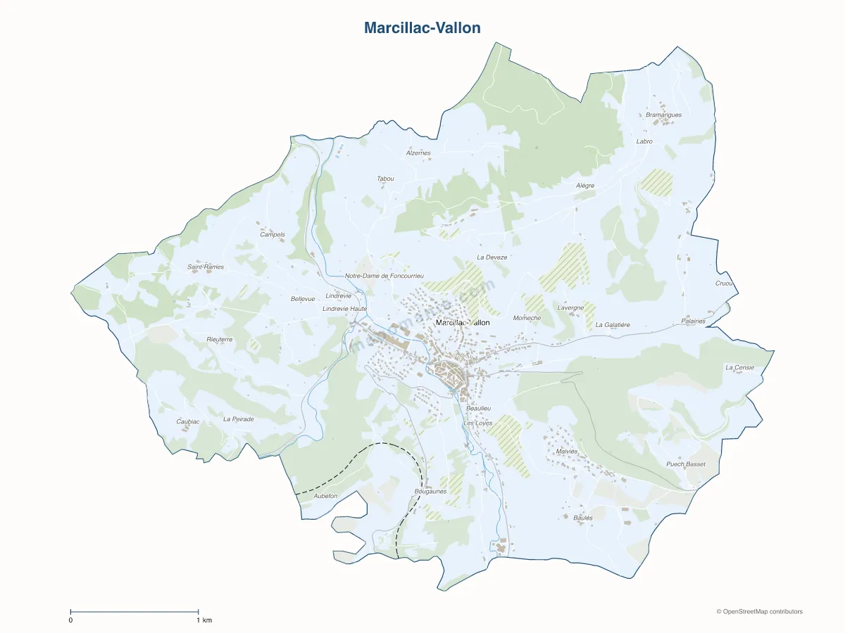 Carte de Marcillac-Vallon à personnaliser