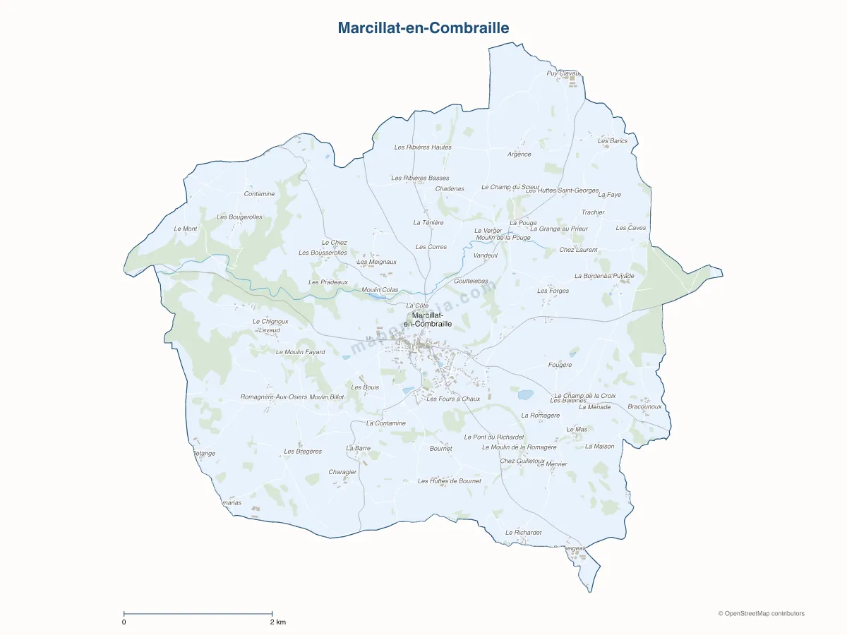 Carte de Marcillat-en-Combraille à personnaliser