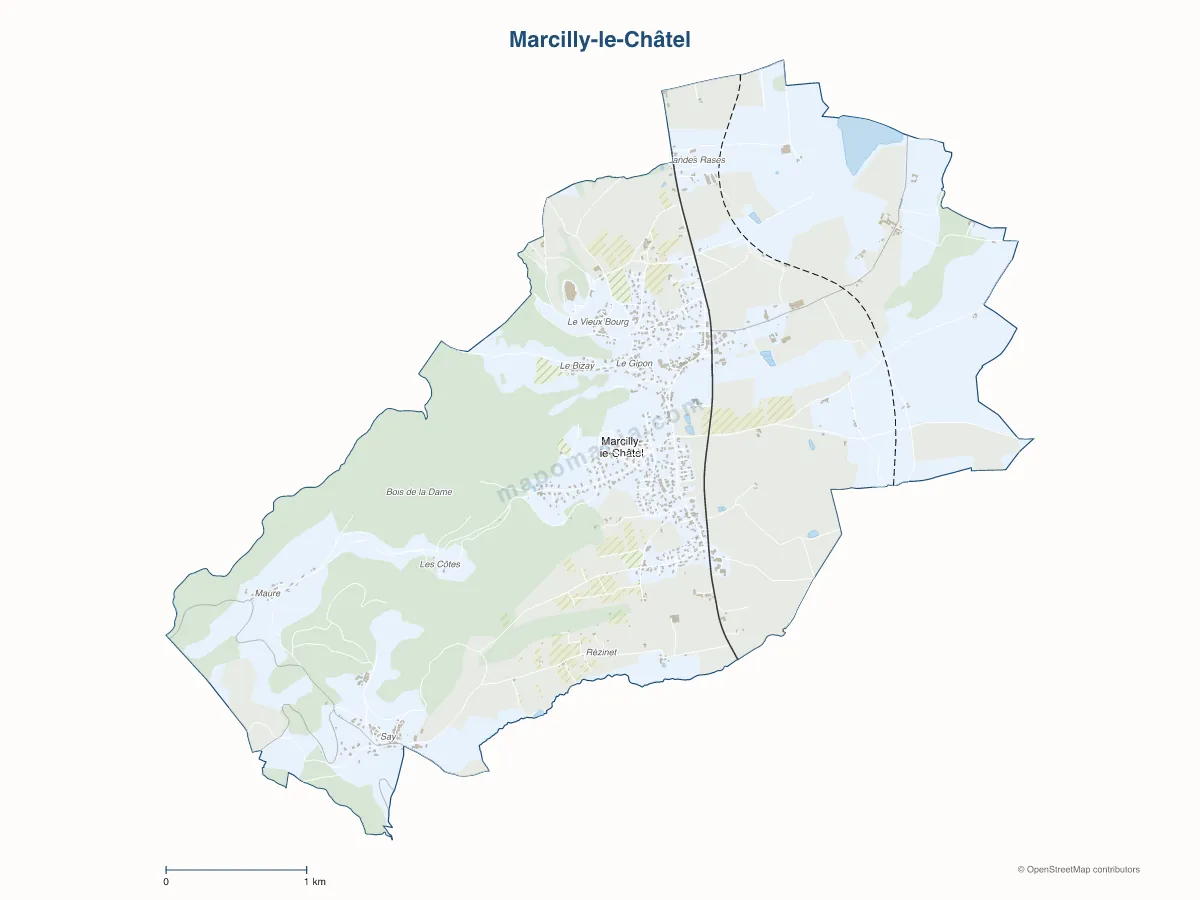 Carte de Marcilly-le-Châtel à personnaliser