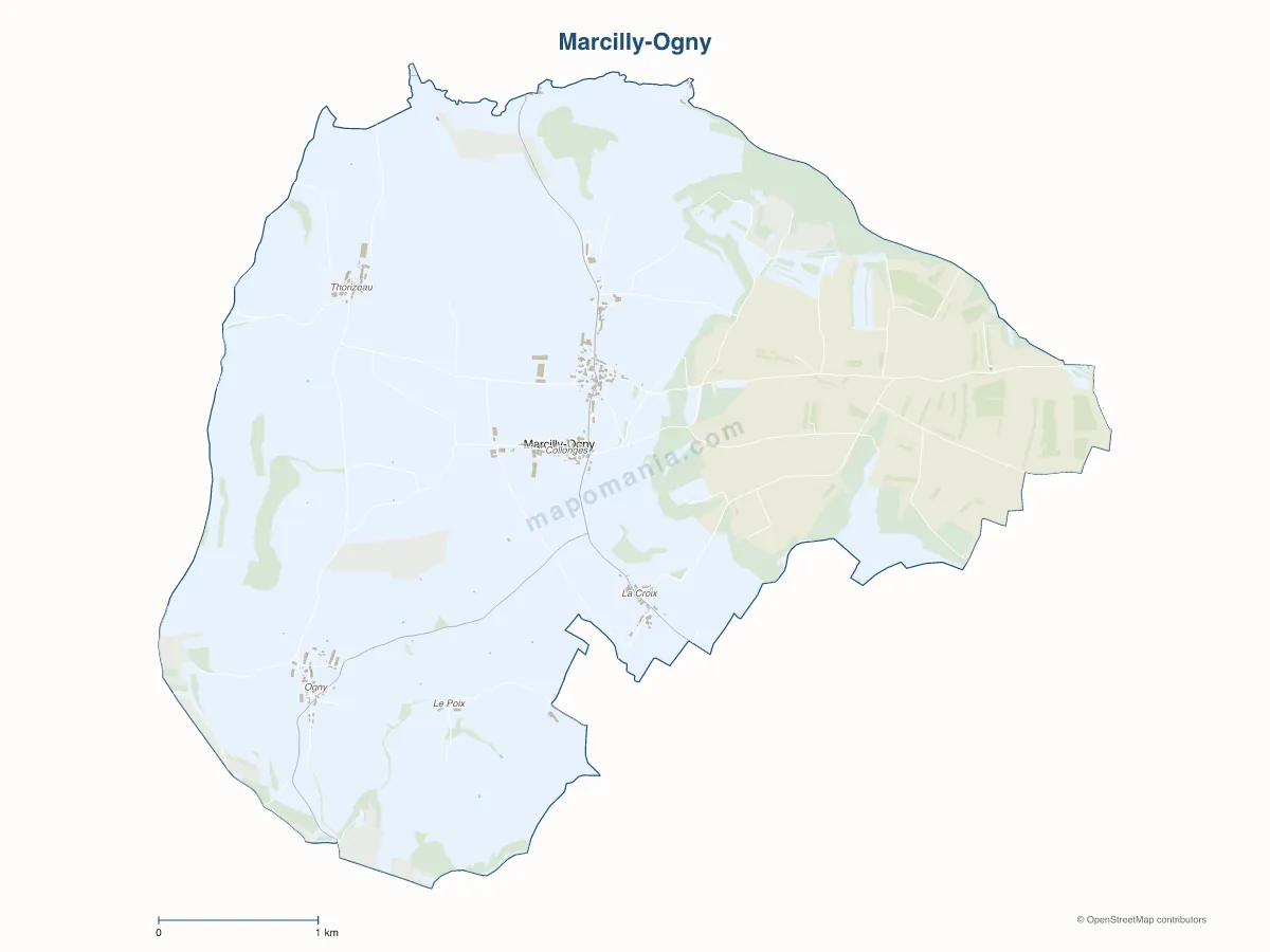Carte de Marcilly-Ogny à personnaliser