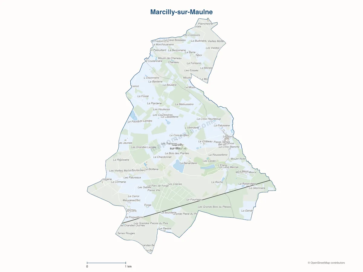 Carte de Marcilly-sur-Maulne à personnaliser