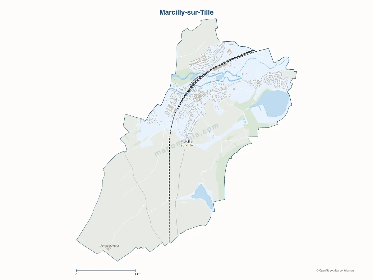 Carte de Marcilly-sur-Tille à personnaliser