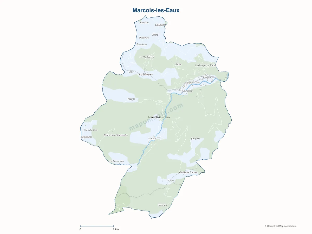 Carte de Marcols-les-Eaux à personnaliser