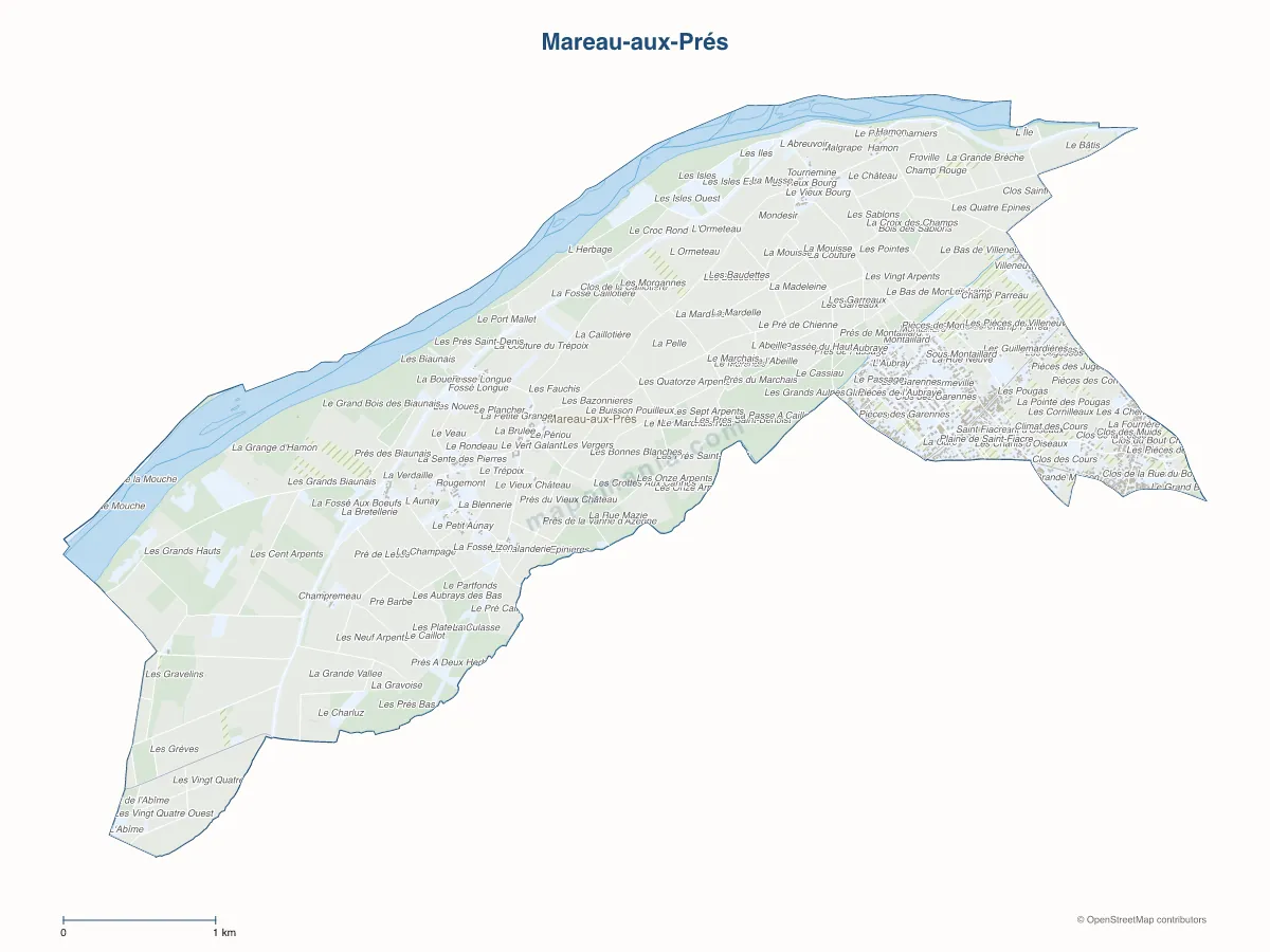 Carte de Mareau-aux-Prés à personnaliser