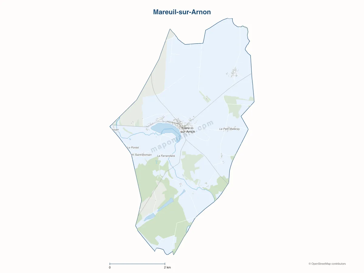 Carte de Mareuil-sur-Arnon à personnaliser