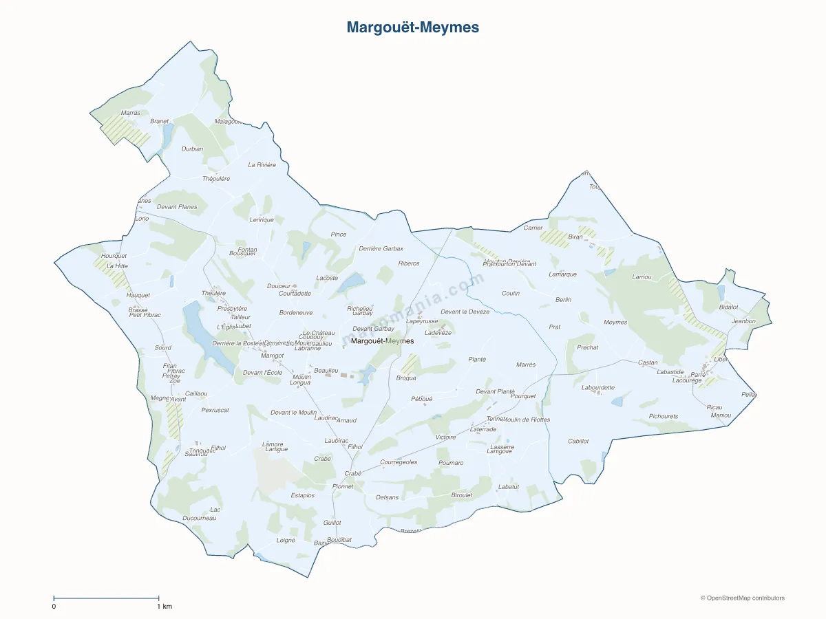 Carte de Margouët-Meymes à personnaliser