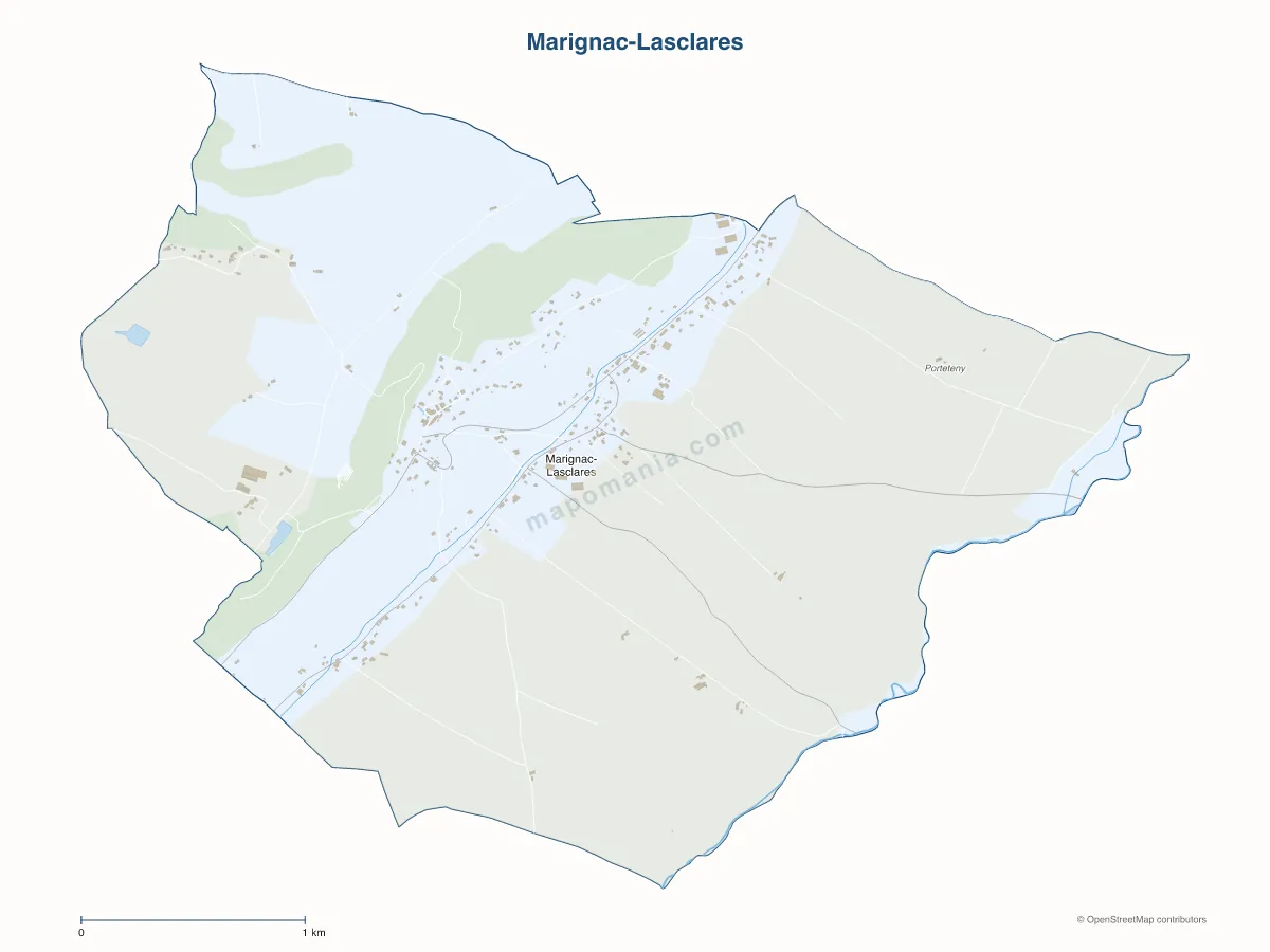 Carte de Marignac-Lasclares à personnaliser