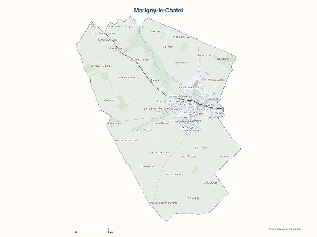 Carte de Marigny-le-Châtel à personnaliser