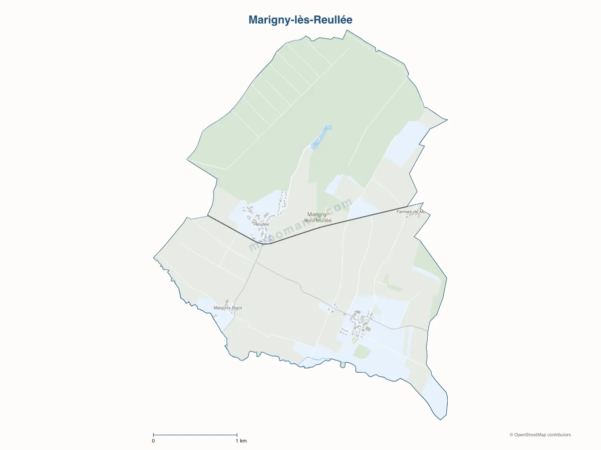 Carte de Marigny-lès-Reullée à personnaliser