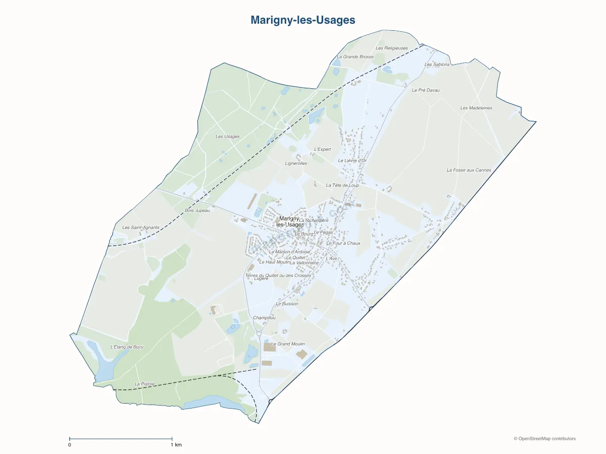 Carte de Marigny-les-Usages à personnaliser