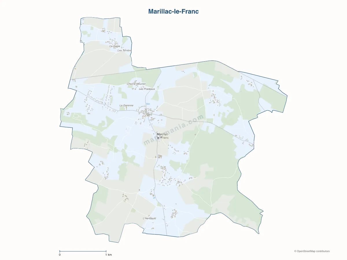Carte de Marillac-le-Franc à personnaliser