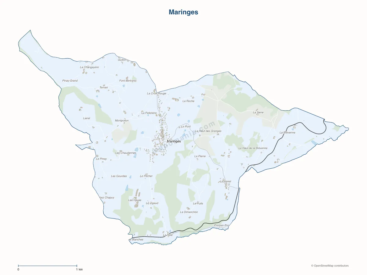 Carte de Maringes à personnaliser