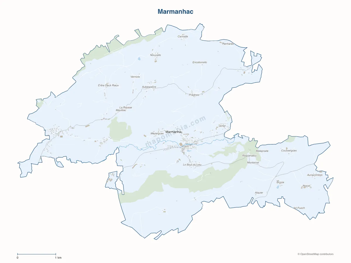 Carte de Marmanhac à personnaliser
