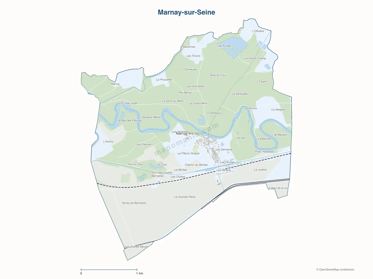 Carte de Marnay-sur-Seine à personnaliser
