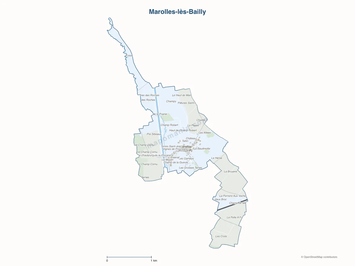 Carte de Marolles-lès-Bailly à personnaliser