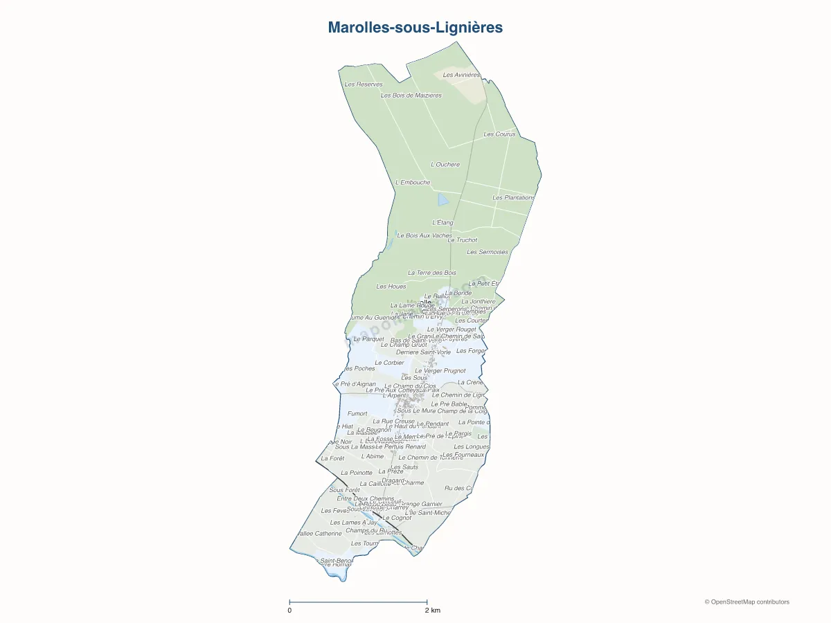 Carte de Marolles-sous-Lignières à personnaliser