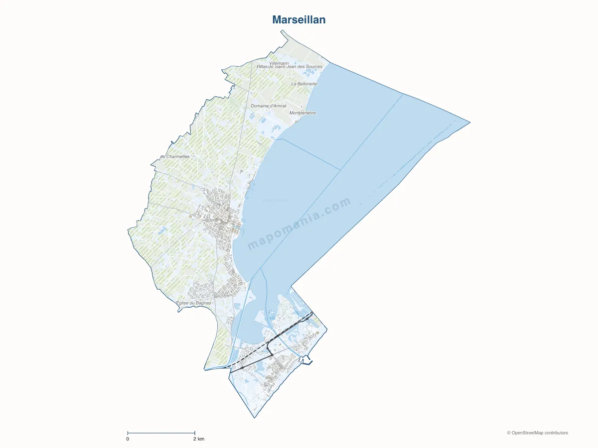 Carte de Marseillan à personnaliser