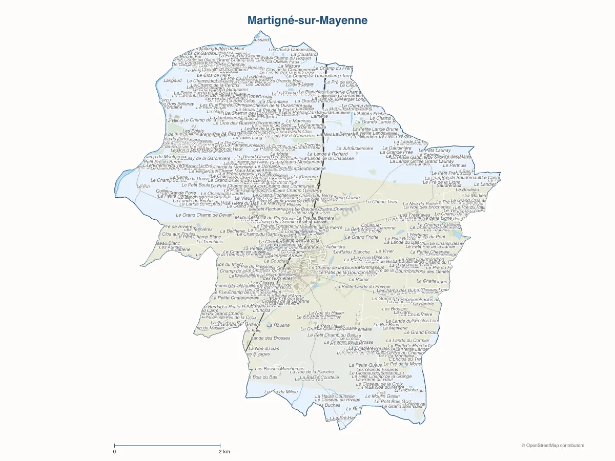 Carte de Martigné-sur-Mayenne à personnaliser