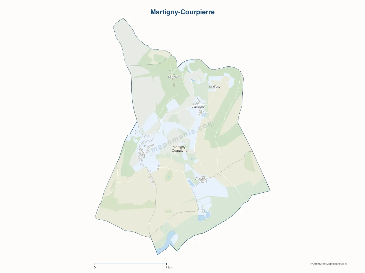 Carte de Martigny-Courpierre à personnaliser