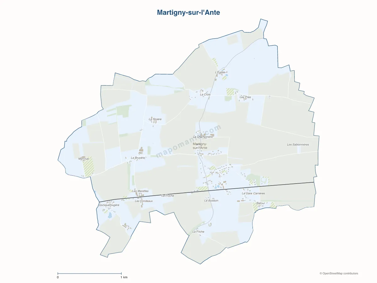 Carte de Martigny-sur-l'Ante à personnaliser
