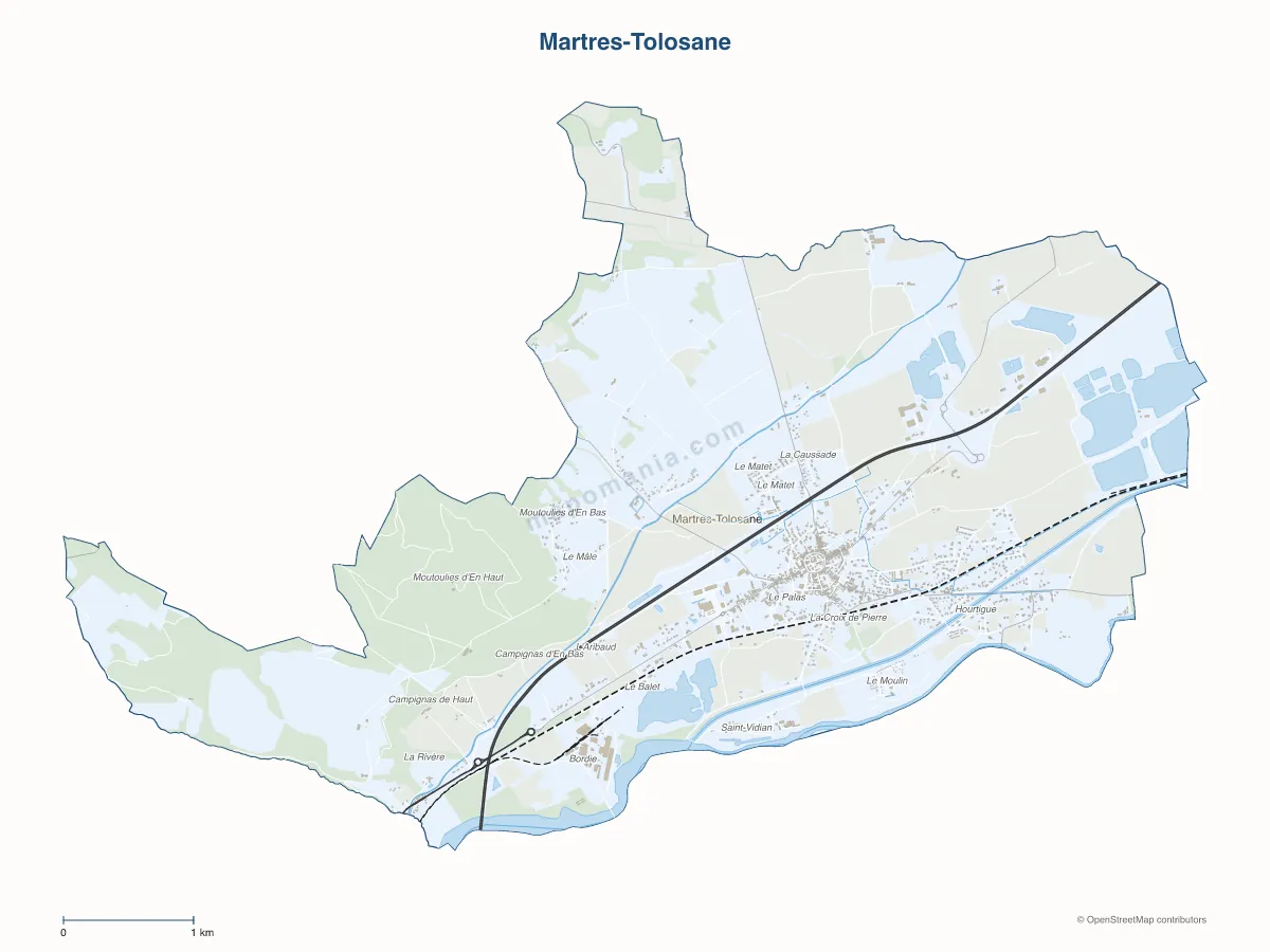 Carte de Martres-Tolosane à personnaliser