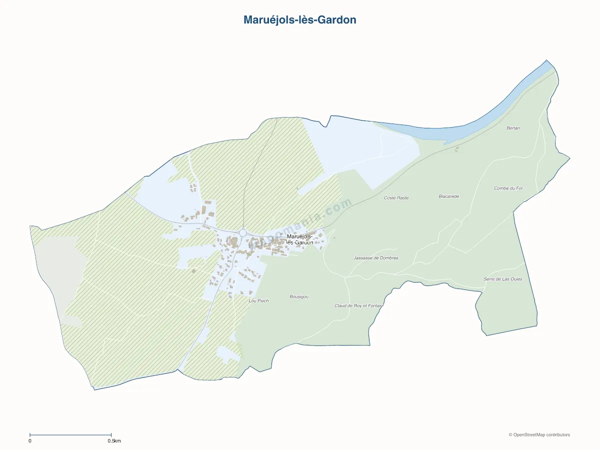 Carte de Maruéjols-lès-Gardon à personnaliser