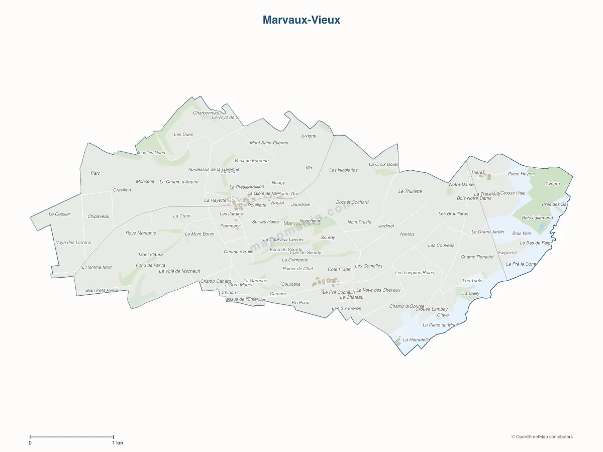 Carte de Marvaux-Vieux à personnaliser