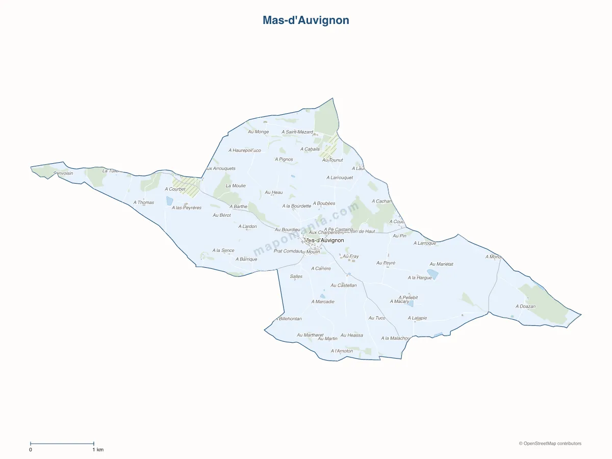 Carte de Mas-d'Auvignon à personnaliser