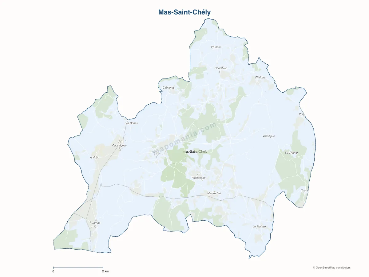 Carte de Mas-Saint-Chély à personnaliser