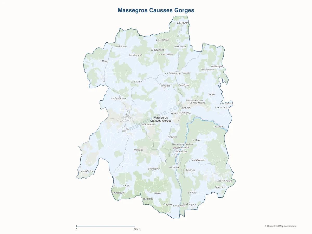 Carte de Massegros Causses Gorges à personnaliser