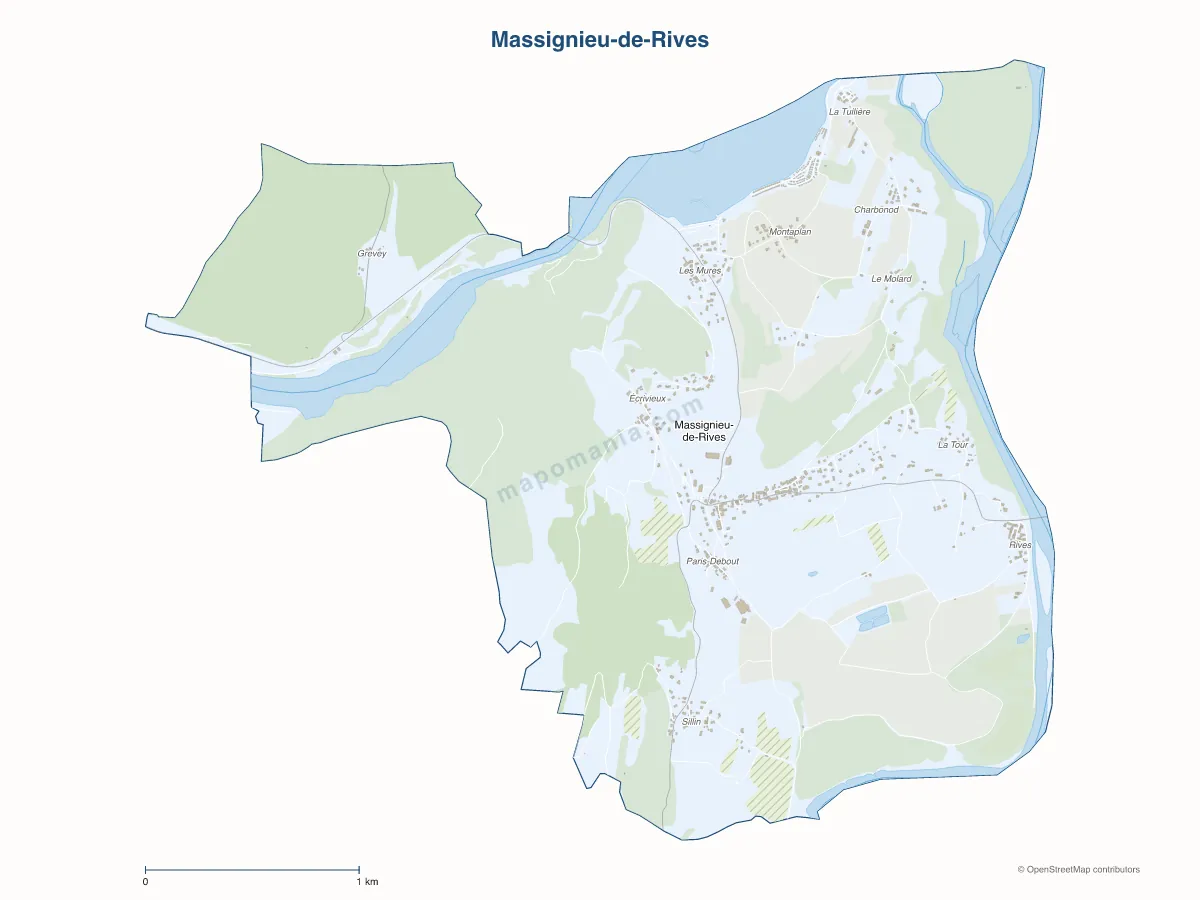 Carte de Massignieu-de-Rives à personnaliser