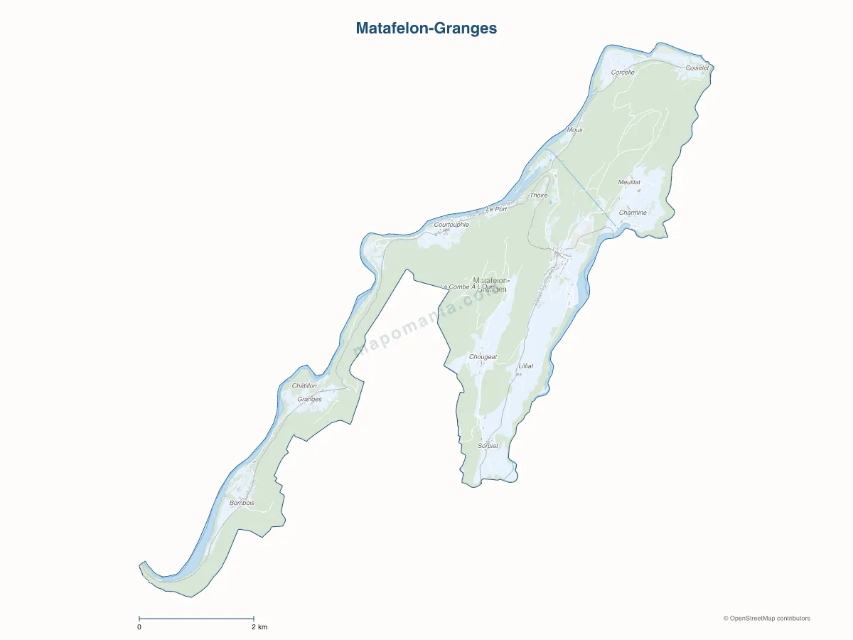 Carte de Matafelon-Granges à personnaliser