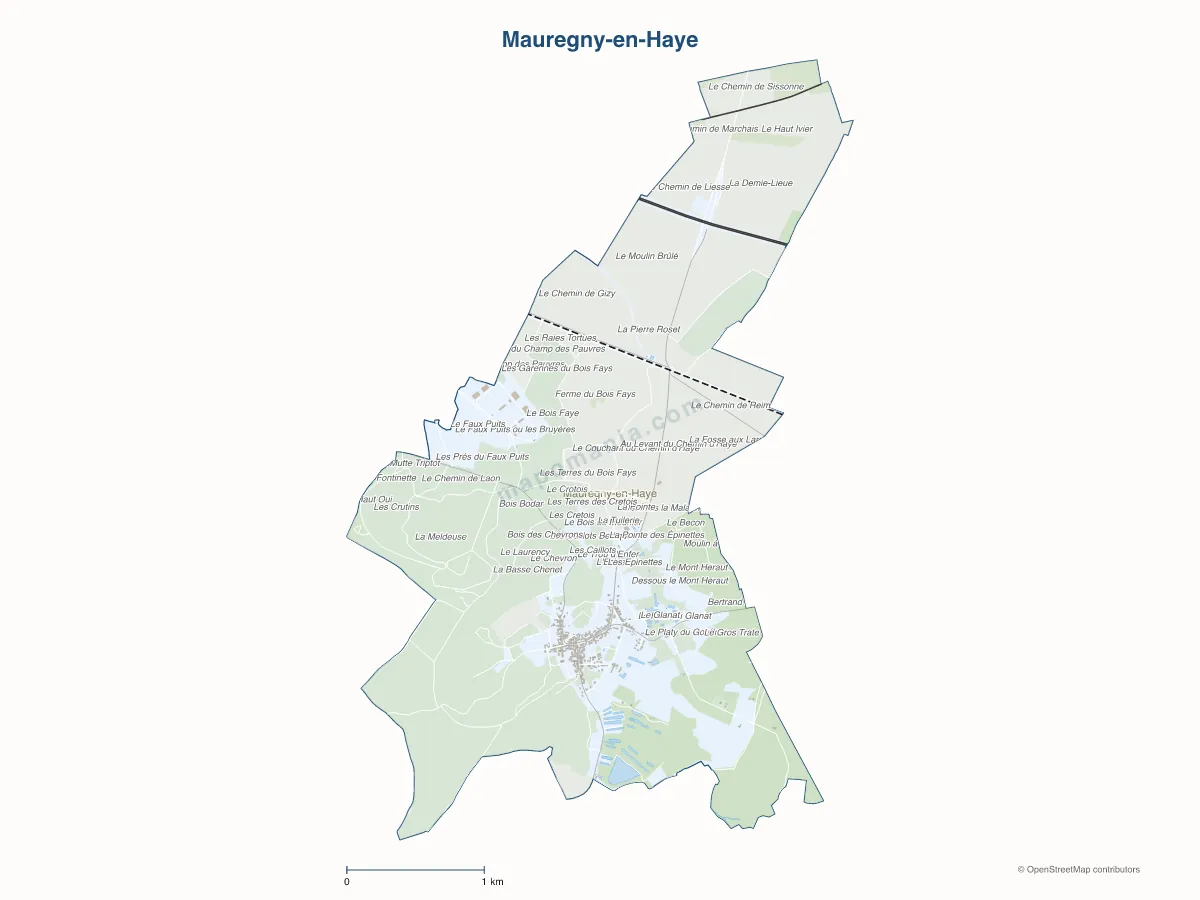 Carte de Mauregny-en-Haye à personnaliser