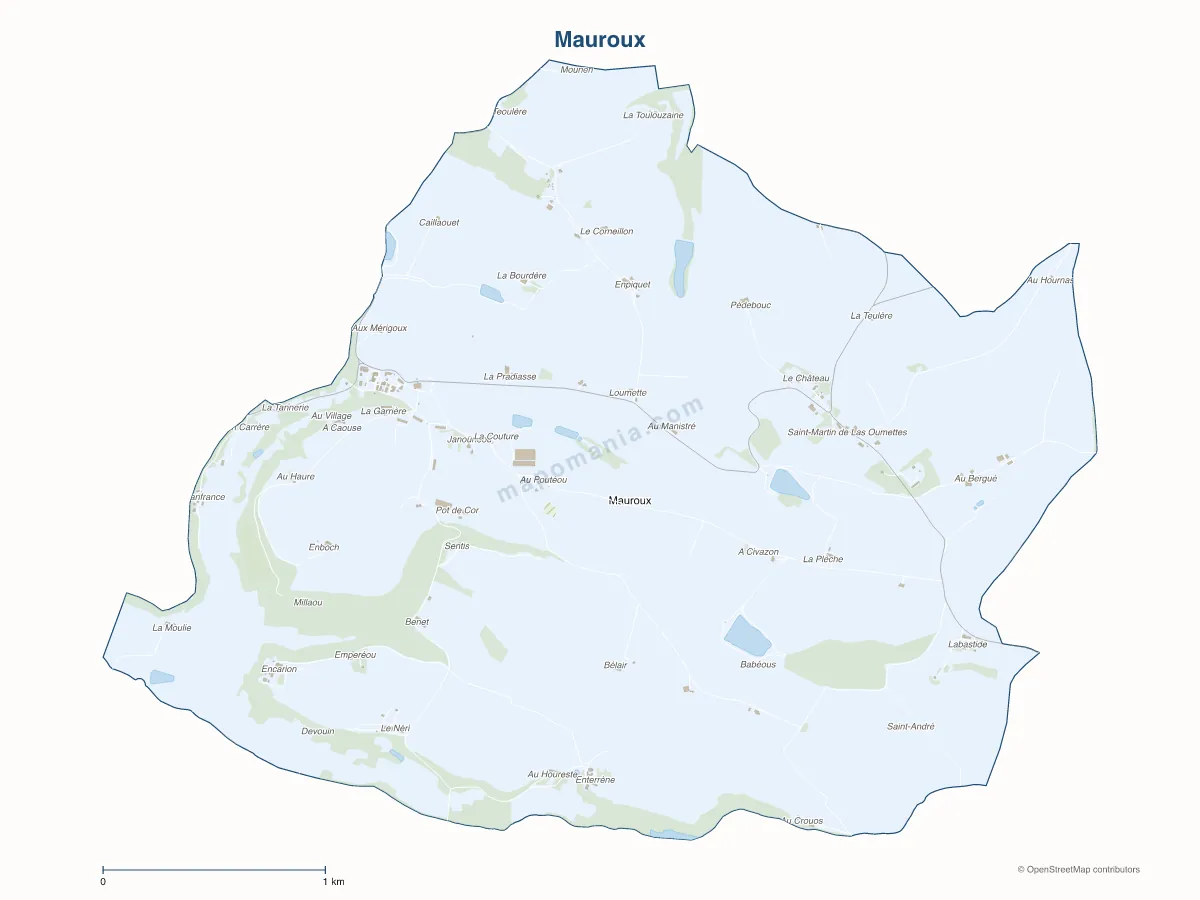 Carte de Mauroux à personnaliser