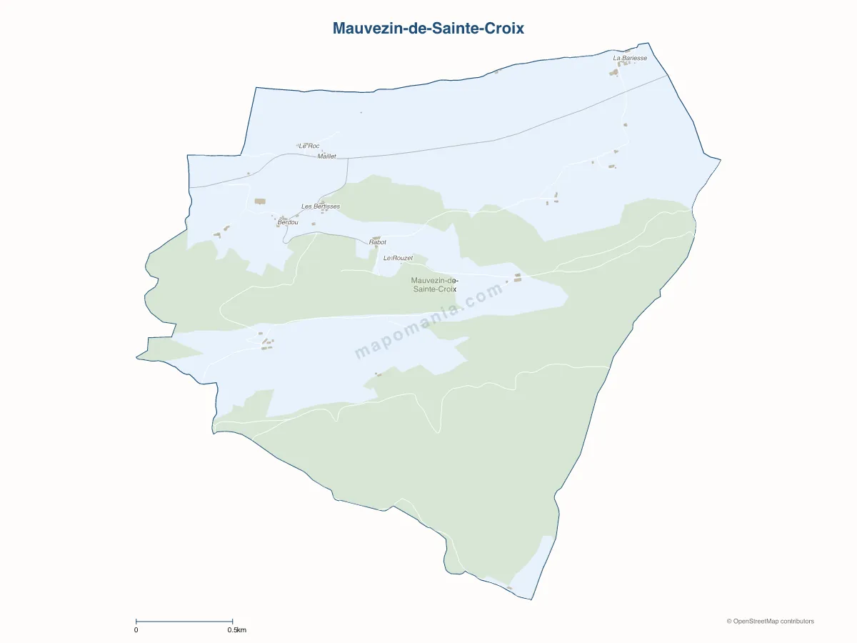 Carte de Mauvezin-de-Sainte-Croix à personnaliser