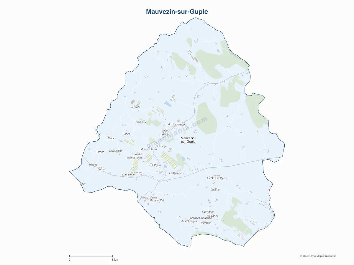 Carte de Mauvezin-sur-Gupie à personnaliser