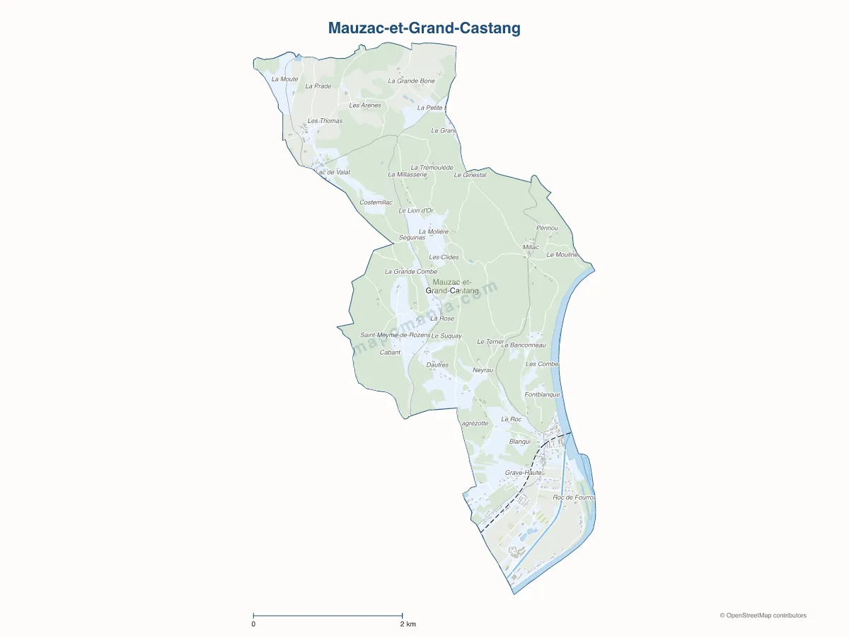 Carte de Mauzac-et-Grand-Castang à personnaliser