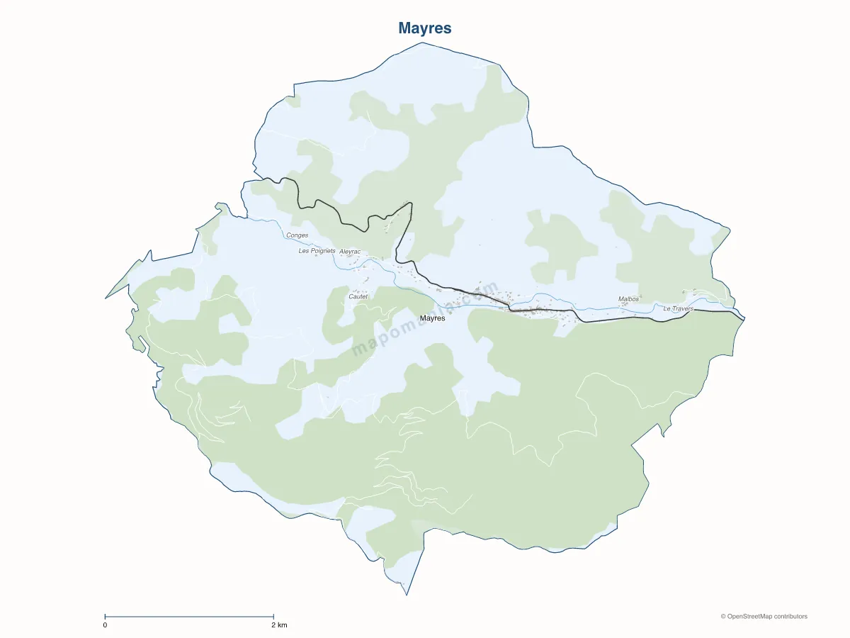 Carte de Mayres à personnaliser