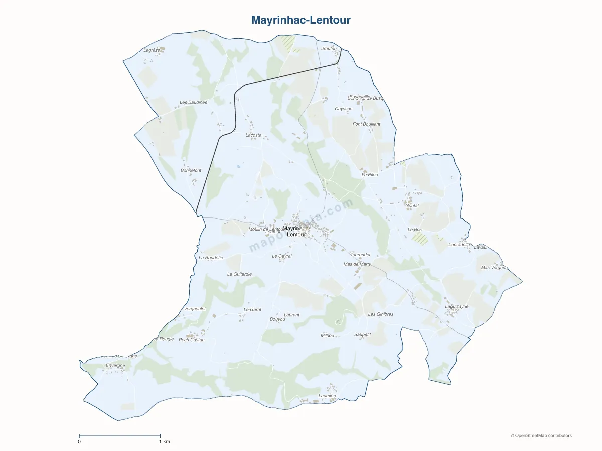 Carte de Mayrinhac-Lentour à personnaliser