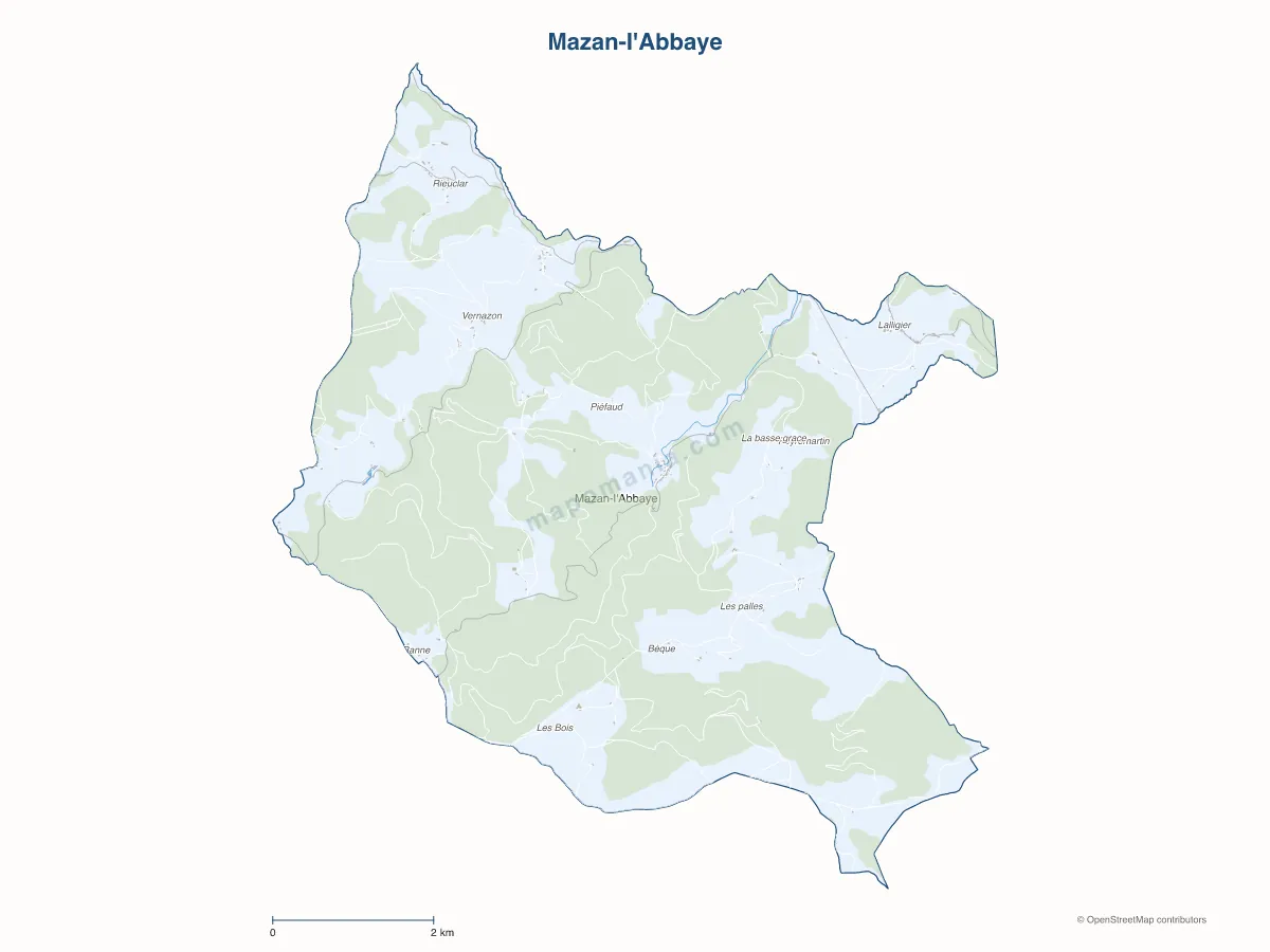 Carte de Mazan-l'Abbaye à personnaliser